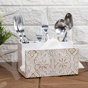 Porta Cubiertos de Madera Decorativo de Primera Calidad, Caja de Almacenamiento Hecha a Mano para Accesorios de Mesa de Comedor - Product Image 6