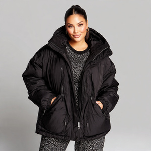 Chaqueta acolchada ajustada para mujer con cuello alto, cremallera y botones, cálida, estilo urbano, para mujer - Product Image 2