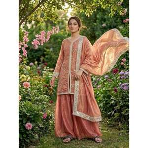 Conjunto de Salwar Kameez de Diseño Premium para Mujer, para Bodas y Fiestas, con Bordado y Adornos de Moti - Product Image 1