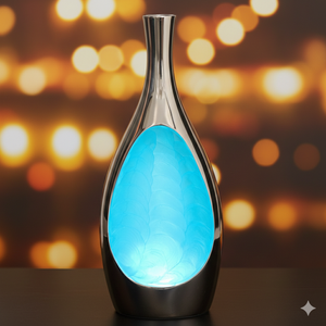 Florero de Metal Plateado con Luces LED, Diseño Elegante en Forma de Lágrima, Hecho a Mano, Decoración Moderna para el Hogar, Pieza Única - Product Image 2