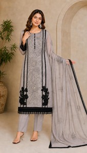Dhwaja Export - Ensemble semi-couture en organza avec broderies et sequins, style moderne, séchage rapide, tenue traditionnelle pour femme - Product Image 4