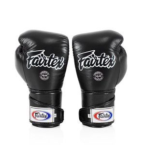 ถุงมือชกคิกบ็อกซิ่งคุณภาพดีที่สุด สีดำ Fairtex หนังวัวแท้ อุปกรณ์ชกมวย Fairtex สำหรับการฝึกซ้อมระดับมืออาชีพ - Product Image 2