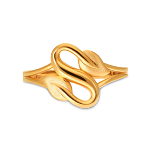 Elegant Infinity Leaf Design Gold <b>Ring</b> for Women Modern Nature Inspired Double Leaf Statement <b>Finger</b> <b>Ring</b> - Product Image 3