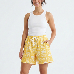 <b>Women's</b> Sublimation <b>Board</b> <b>Shorts</b> With Drawstring Waist Loose Fit Casual Style Mid Knitted Polyester Sweat Training Sweat <b>Shorts</b> - Product Image 1