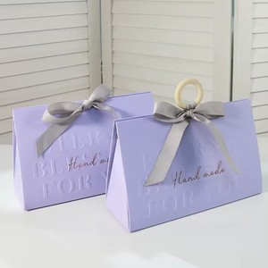 Milan Style High-End Portable Luxury Gift <b>Box</b> with Wooden <b>Ring</b> Handle Paperboard 3 Colors Ready Stock for Jewelry Wedding Favor - Product Image 2