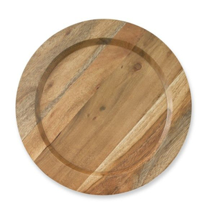 Plato Redondo de Madera para Servir, Hecho a Mano, Diseño Wabi Sabi Pulido, Platos de Color Sólido, Plato Decorativo para Servir - Product Image 3
