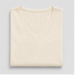 <b>Womens</b> Ivory <b>V</b> <b>Neck</b> Short Sleeve Fitted Peplum <b>T</b> <b>Shirt</b> WTS-0081 - Product Image 5