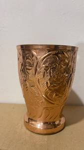 Verres à boire en cuivre pur écologiques pour usage domestique, gobelets ayurvédiques martelés traditionnels, vaisselle en métal artisanale, vente en gros - Product Image 4