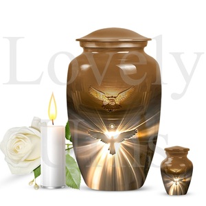 Catholic cremation urn abstract adult burial 10 inch memorial urn for human <b>ashes</b> decorative <b>keepsake</b> tribute remembrance - Product Image 4