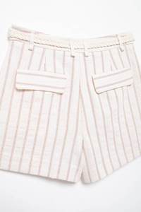Shorts para Mujer, Nuevo Estilo a la Moda, Rayados Blancos, Versátiles, Holgados, Retro, Cintura Alta, con Cierre, Ajustados - Product Image 3