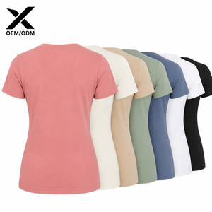 เสื้อยืดคอกลมคลาสสิกสำหรับผู้หญิง X รุ่นแขนสั้น สีพื้น ทรงปกติ ผ้าฝ้ายเจอร์ซีย์ 100% เสื้อยืดลำลอง มีหลายขนาดให้เลือก - Product Image 2
