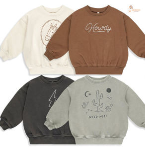 Suéter Infantil de Otoño con Mangas Abullonadas, Estampado Animal, 100% Algodón, Tejido a Mano, Ecológico, Antiarrugas, Ligero, ODM, Verde - Product Image 1