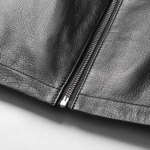 Chaqueta de Cuero Negra para Hombre con Cuello de Piel, Manga Larga, Resistente al Viento, Ropa de Invierno, Chaquetas de Cuero para Motocicleta - Product Image 6