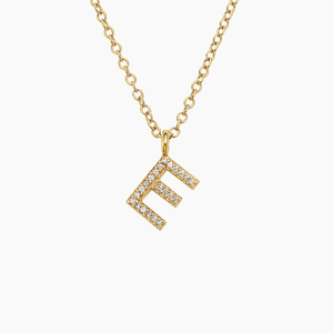 Collar con Letra Inicial E y Diamantes en Forma de Deslizador - Product Image 1