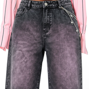 Custom Logo High Waist Stonewashed Denim <b>Shorts</b> Women's Loose Fit Straight Leg Casual Summer Cotton With Embroidery Detail Jorts - Product Image 4