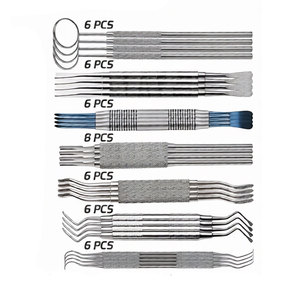 Ensemble d'instruments chirurgicaux dentaires allemands : Élévateurs, seringues, détartreurs, ciseaux, manche de scalpel – Professionnel, en acier inoxydable, manuel MOL - Product Image 6