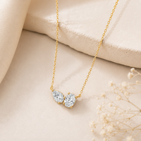Collier élégant Toi et Moi, diamants ovales taille poire cultivés en laboratoire, or 10 carats, cadeau de luxe pour fiançailles, fête, mariage, anniversaire