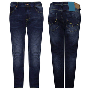 Pantalones Vaqueros de Mezclilla Cruda Resistentes para Hombre, Corte Recto, Color Azul Oscuro, Ropa de Trabajo Resistente, Servicio de Exportación Textil de Larga Duración - Product Image 2