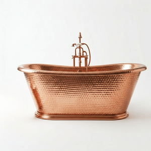 Bañera Independiente de Cobre Forjado a Mano de Lujo con Grifo Vintage, Bañera Profunda para Spa, para Interiores de Baños Elegantes - Product Image 1
