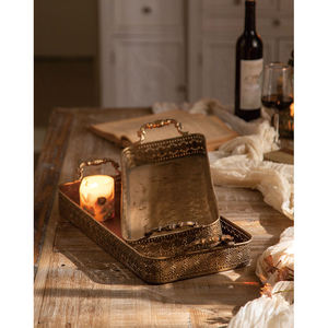 Bandejas Decorativas Modernas de Metal de 2 Niveles con Asas, Hechas a Mano y Fáciles de Limpiar - Juego de Bandejas para Decoración del Hogar, Cocina y Sala de Estar - Product Image 2