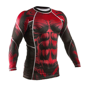 <b>Men's</b> Rash Guard Red Black Skull Print Pattern Quick Dry Spandex Polyester Athletic <b>Compression</b> <b>Shirt</b> <b>Men</b> Rash Guards - Product Image 6