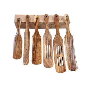 Ensemble de 5 spatules en bois d'acacia, lavage à la main uniquement, ustensiles pour la cuisine et la pâtisserie, prix de gros - Product Image 4
