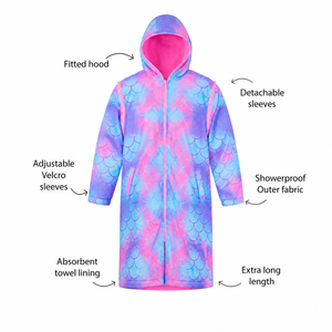 Unisex Quality Custom Logo Swim Parka Jacket Fleece Lining Waterproof <b>Swimming</b> <b>Coat</b> Wholesale Swim Parka Sublimation Quick Dry - Product Image 3