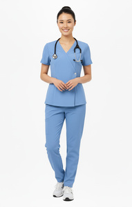 Ensemble de blouses médicales unisexes avec fermeture à boutons latéraux, uniforme d'hôpital, tissu léger et respirant en spandex/coton - Product Image 6