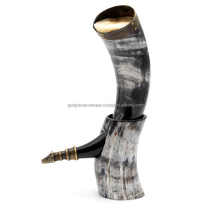 Viking Drinking Horn Buffalo Horn <b>Top</b> Selling Handmade Eco-Friendly New Carved Design Logo Authentic Food Safe No Leaks Business - Product Image 2