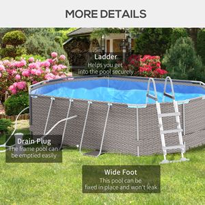 Piscina Fuori Terra 14x10 con Telaio in Acciaio Grigio, Pompa Filtrante e Scaletta per Famiglie - Product Image 6