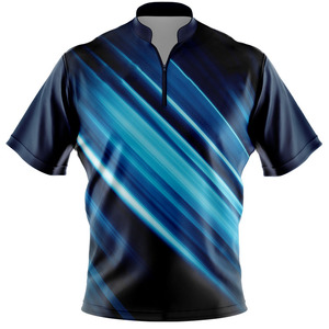 T-shirt de course unisexe à manches courtes, imprimé par sublimation, séchage rapide, en Spandex/Nylon, bleu uni, imperméable, anti-UV, col montant - Product Image 1