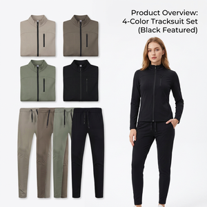 Conjunto Deportivo para Hombre, Color Sólido, Cierre Completo, Cuello Alto, Informal, para Correr, Otoño, Transpirable, Pantalones y Chaqueta de Poliéster y Algodón - Product Image 3