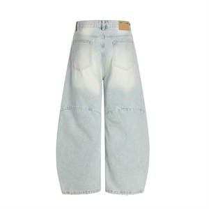 Jeans en denim vintage délavé à l'acide pour hommes, coupe large, style baggy, effet usé, en coton, pour fabricants sur mesure - Product Image 3
