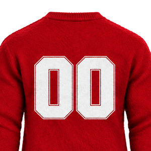 Pull en tricot doux rouge cramoisi personnalisé pour homme, col rond, manches longues, chaud, décontracté, pour l'hiver, avec logo sur le devant en relief - Product Image 4