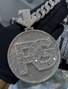 Luxury Custom <b>Initial</b> Letter Pendant Moissanite Diamond 925 <b>Silver</b> Iced Out Hip Hop Statement <b>Necklace</b> Charm Gift For Unisex - Product Image 1