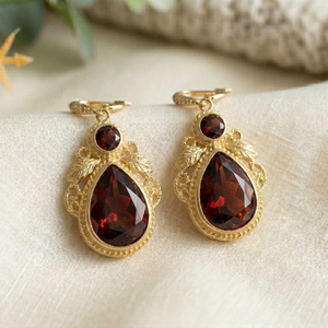 Pendientes de Plata de Ley 925 al por Mayor, Chapados en Oro de 18K, con Granate Rojo, 5 Pulgadas, 15g, Redondos, 8mm, Forma de Pera, Joyería de Moda, Precio de Fábrica - Product Image 4