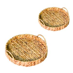 Handcrafted WATER HYACINTH TRAY FRUIT STORAGE BASKET Handmade Woven Kitchen Tray - Product Image 1
