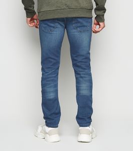 Jean en denim pour homme grande taille, coupe droite mi-ajustée, délavé personnalisé, style vintage Monkey, plus doux avec élasthanne, orné de strass, vente en gros - Product Image 3