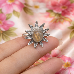 Bague en quartz rutilé doré naturel, plaqué or rose et or jaune, en argent 925, faite à la main, bijou fantaisie unisexe - Product Image 4