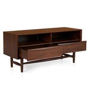 Designer Solid Oak Wood <b>Walnut</b> TV Unit with Elegant Finish and Durable Build Modern Living Room Furniture for Home Decor Hotel - Product Image 2