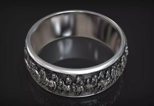 Anillo de Plata de Ley 925 de Lujo con Diseño de Caballo Corriendo, Anillo Ancho con Detalle de Animal Tallado, Joyería de Moda para Hombre y Mujer - Product Image 2