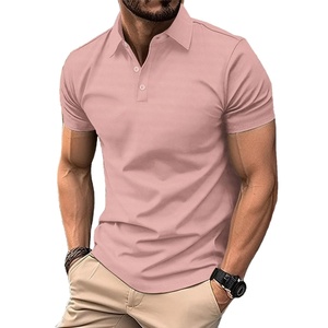 Polo d'été décontracté pour homme Absorption d'humidité à séchage rapide Maillot respirant élastique confortable Couleur unie - Product Image 1