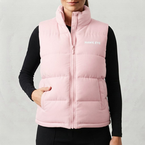 Chaleco Acolchado Personalizado al por Mayor de Alta Calidad para Mujer, Chaqueta sin Mangas con Cuello Alto y Cierre Completo, Color Rosa Sólido - Product Image 4