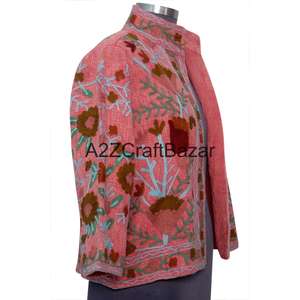 Chaqueta Bomber con Bordado Floral a Mano, 100% Algodón Tejido, Transpirable, Informal, para Fiestas de Invierno/Primavera - Product Image 3