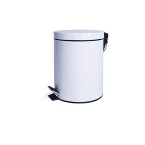 Cestino per Rifiuti Excelsa Cleany Iron 5L Bianco con Apertura a Pedale - Product Image 1