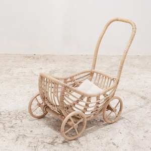 Cochecito de mimbre para muñecas, carrito de ratán hecho a mano, cochecitos de alta calidad, cochecito de juguete. - Product Image 2