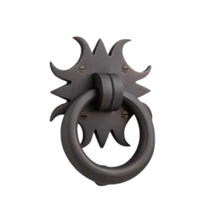 Custom Matte Black <b>Gothic</b> <b>Ring</b> Door Handle Cast Iron Sunburst Backplate Front Door Knocker Heavy Duty Exterior Gate Pull - Product Image 1