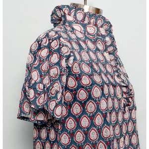 Vente en gros – Haut décontracté vintage 100 % coton pour femme, fait main, avec boutons, manches cloche, longueur mini, motif, taille standard - Product Image 5