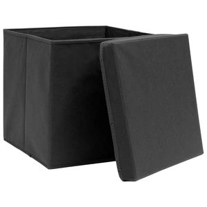 4 boîtes de rangement noires de 11"x11"x11" avec couvercles pour organiser les vêtements - Product Image 4