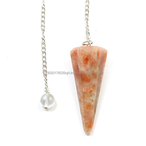 Venta al por mayor artesanía de cristal de piedra natural piedra curativa Aventurina amarilla facetada piedra preciosa radiestesia chakra Reiki péndulo - Product Image 2